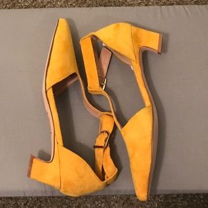Marigold Yellow T Strap Heel